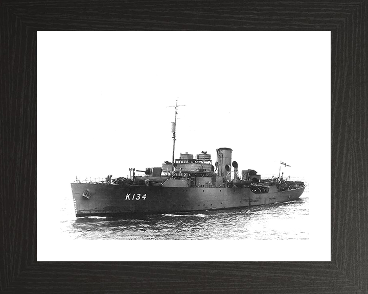 HMS Clover (K134) Photo Print - at sea - Royal Navy Flower Class Corvette Posters, Prints, & Visual Artwork Hampshire Prints 10 x 8 Black Frame No