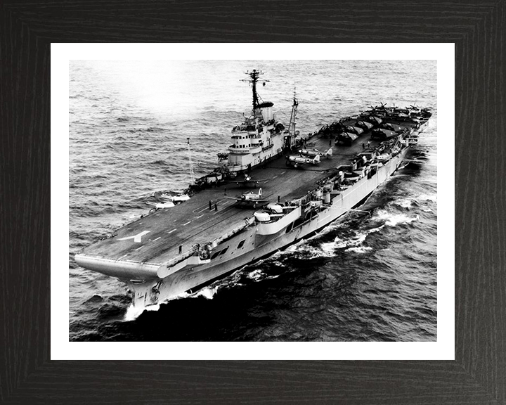 HMS Illustrious (87) Photo Print - Port Bow View - Royal Navy Illustrious Class Aircraft Carrier Hampshire Prints 10 x 8 Black Frame Yes