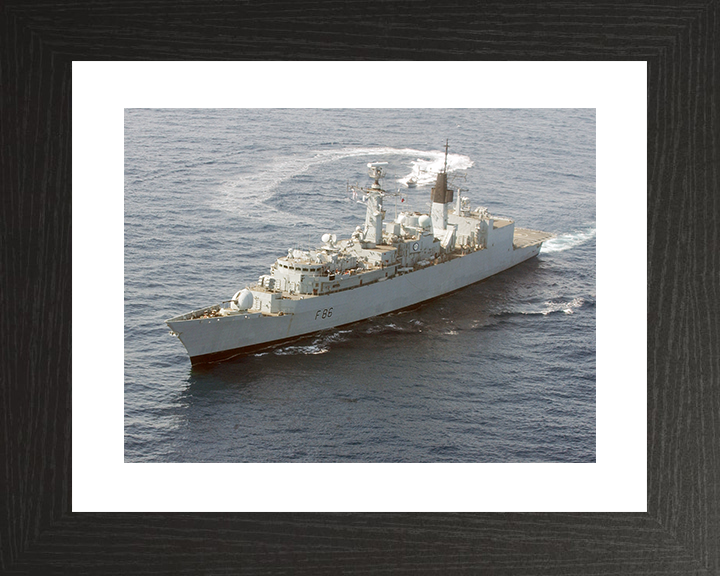 HMS Campbeltown (F86) Royal Navy Type 22 Frigate With RIB Photo Print Wall Art Decor Posters, Prints, & Visual Artwork Hampshire Prints 10 x 8 Black Frame Yes