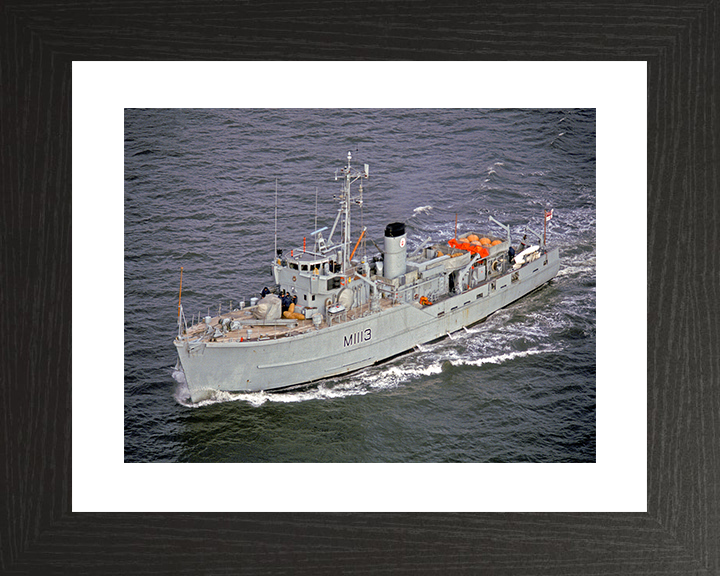 HMS Brereton (M1113) Royal Navy Ton Class Minesweeper High Port Bow View Photo Print Wall Art Decor Posters, Prints, & Visual Artwork Hampshire Prints 10 x 8 Black Frame Yes