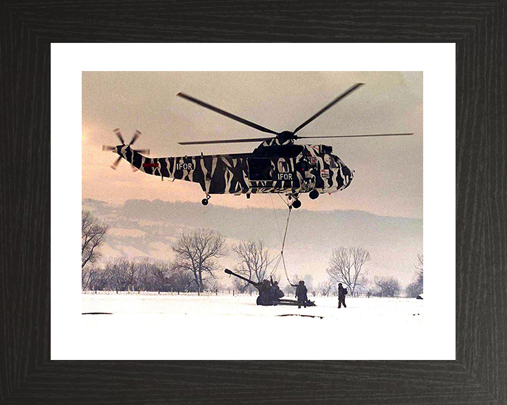 Sea King Helicopter With Tiger Livery Photo Print - Royal Navy Aircraft Posters, Prints, & Visual Artwork Hampshire Prints 10 x 8 Black Frame Yes