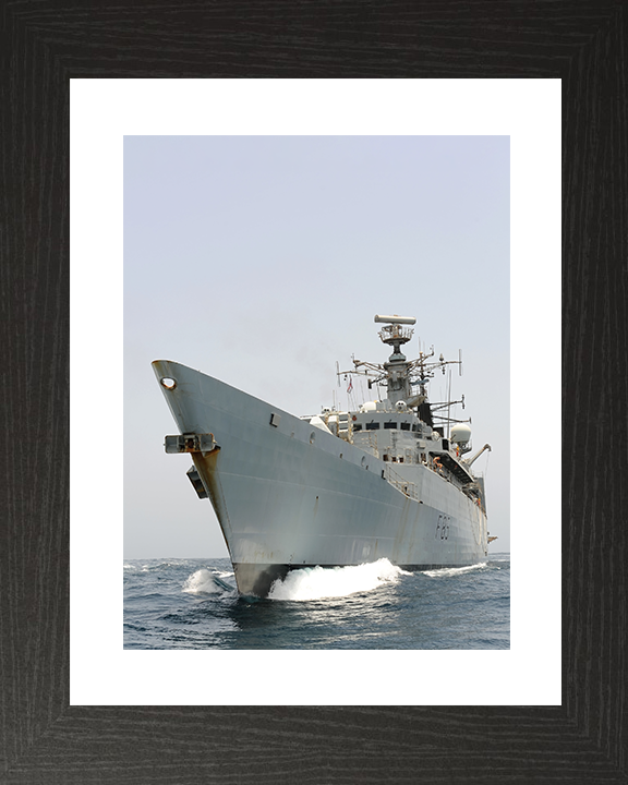 HMS Cumberland (F85) Royal Navy Type 22 Frigate Low Port Bow View Photo Print Wall Art Decor Posters, Prints, & Visual Artwork Hampshire Prints 10 x 8 Black Frame Yes