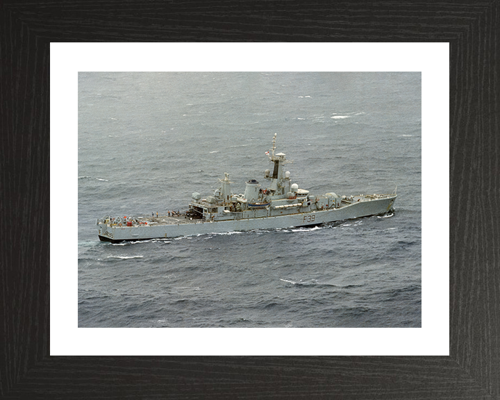 HMS Naiad (F39) Photo Print - Atlantic 1981 - Royal Navy Leander Class Frigate Hampshire Prints 10 x 8 Black Frame Yes