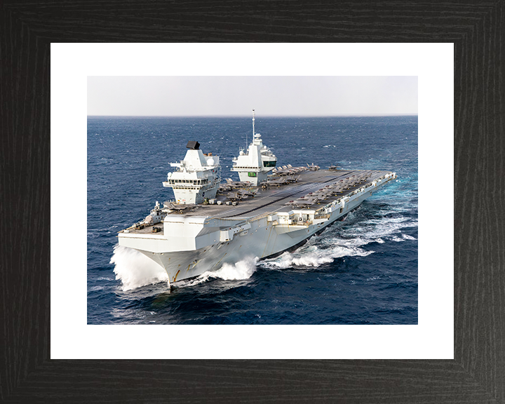 HMS Prince of Wales (R09) Royal Navy Queen Elizabeth Class Aircraft Carrier Photo Print Nov 25 Wall Art Poster Posters, Prints, & Visual Artwork Hampshire Prints 10 x 8 Black Frame Yes