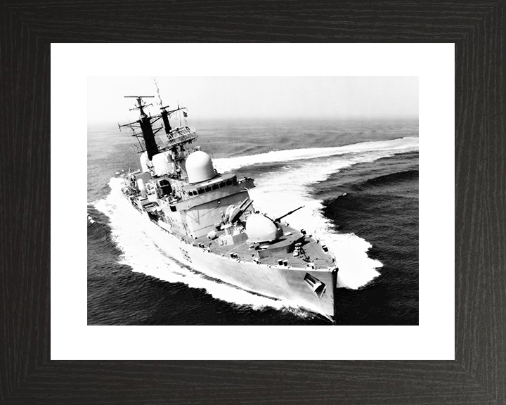 HMS Birmingham (D86) Royal Navy Type 42 Destroyer Hard Turn To Port Photo Print Wall Art Decor Posters, Prints, & Visual Artwork Hampshire Prints 10 x 8 Black Frame Yes