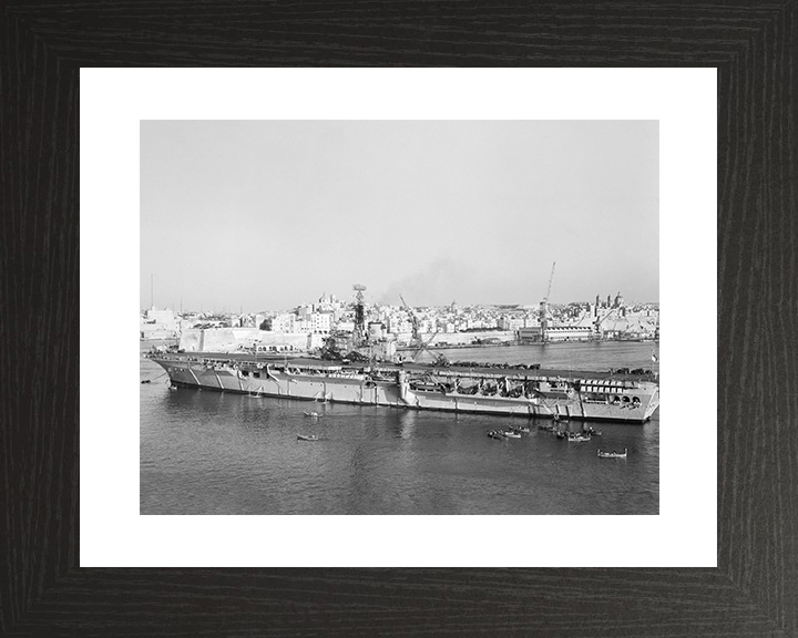 HMS Albion (R07) Royal Navy Centaur Class Carrier Grand Harbour Valletta Photo Print Wall Art Naval Decor Posters, Prints, & Visual Artwork Hampshire Prints 10 x 8 Black Frame Yes