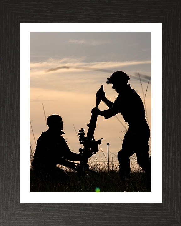 Royal Marine Commando Mortar Team Silhouette Photo Print - 45 Commando Hampshire Prints 10 x 8 Black Frame Yes