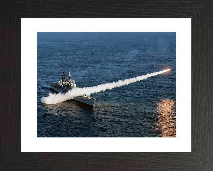 HMS Edinburgh (D97) Royal Navy Type 42 Destroyer Firing Sea Dart Photo Print Wall Art Decor Posters, Prints, & Visual Artwork Hampshire Prints 10 x 8 Black Frame Yes