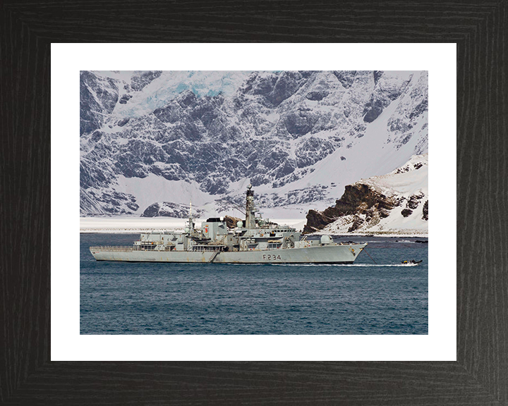 HMS Iron Duke (F234) Photo Print - off Antarctica 2014 - Royal Navy Type 23 Frigate Hampshire Prints 10 x 8 Black Frame Yes