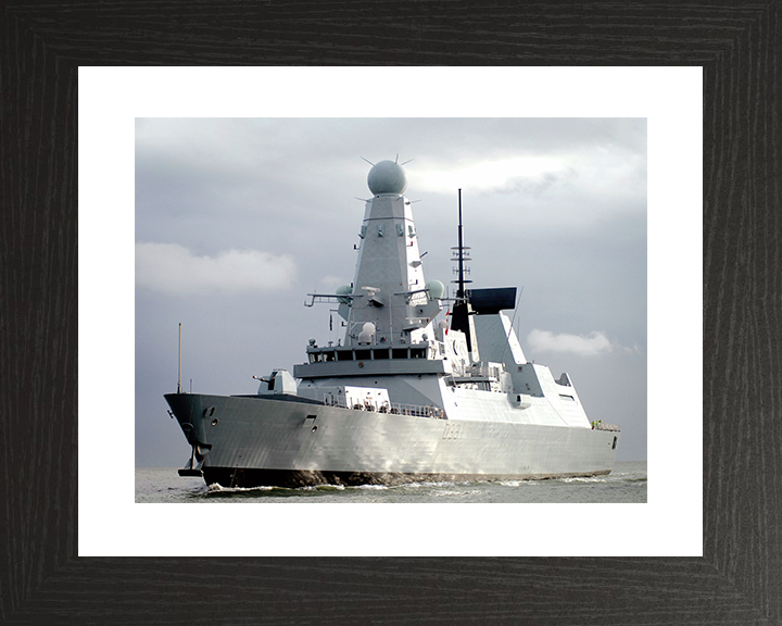 HMS Dauntless (D33) Royal Navy Type 45 Destroyer Low Port Bow View Photo Print Wall Art Decor Posters, Prints, & Visual Artwork Hampshire Prints 10 x 8 Black Frame Yes