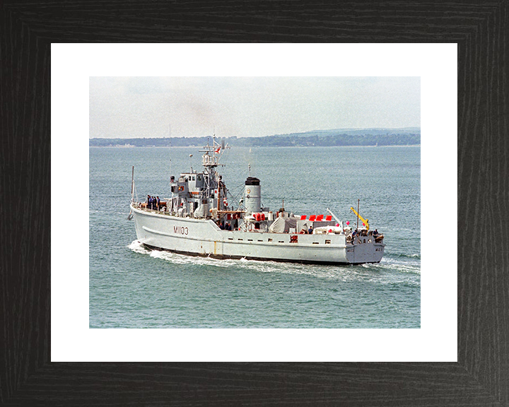 HMS Alfriston (M1103) Royal Navy Ton Class Minesweeper Warship Port Side View Photo Print Wall Art Decor Posters, Prints, & Visual Artwork Hampshire Prints 10 x 8 Black Frame Yes