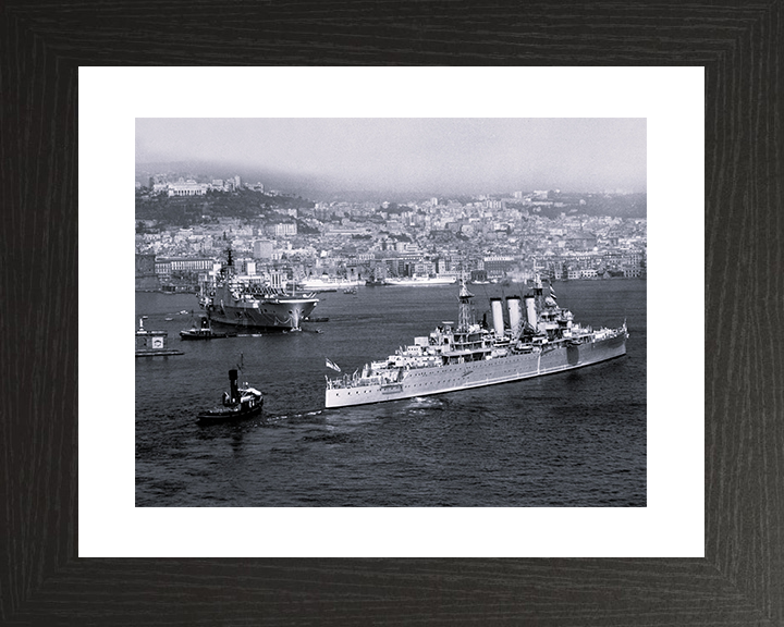 HMS Cumberland (57) Royal Navy County Class Cruiser Warship Naples 1955 Photo Print Wall Art Decor Posters, Prints, & Visual Artwork Hampshire Prints 10 x 8 Black Frame Yes