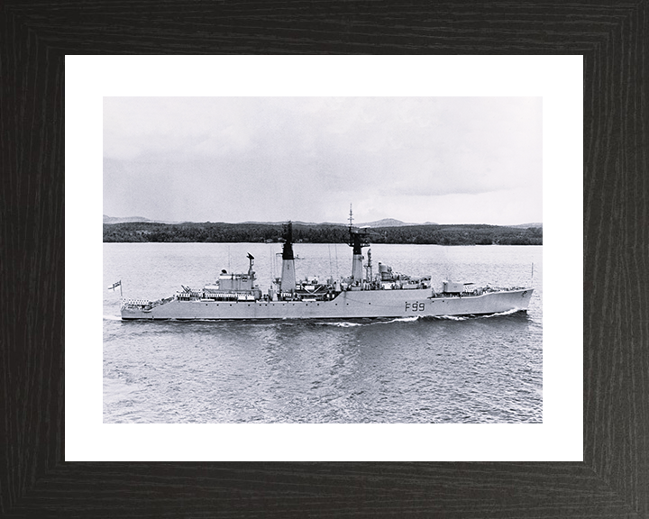 HMS Lincoln (F99) - Singapore 1969 - Royal Navy Salisbury Class Frigate Photo Print Wall Art Naval Decor UK Posters, Prints, & Visual Artwork Hampshire Prints 10 x 8 Black Frame Yes