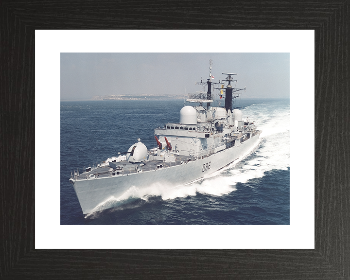 HMS Birmingham (D86) Royal Navy Type 42 Destroyer Port Bow View Photo Print Wall Art Decor Posters, Prints, & Visual Artwork Hampshire Prints 10 x 8 Black Frame Yes