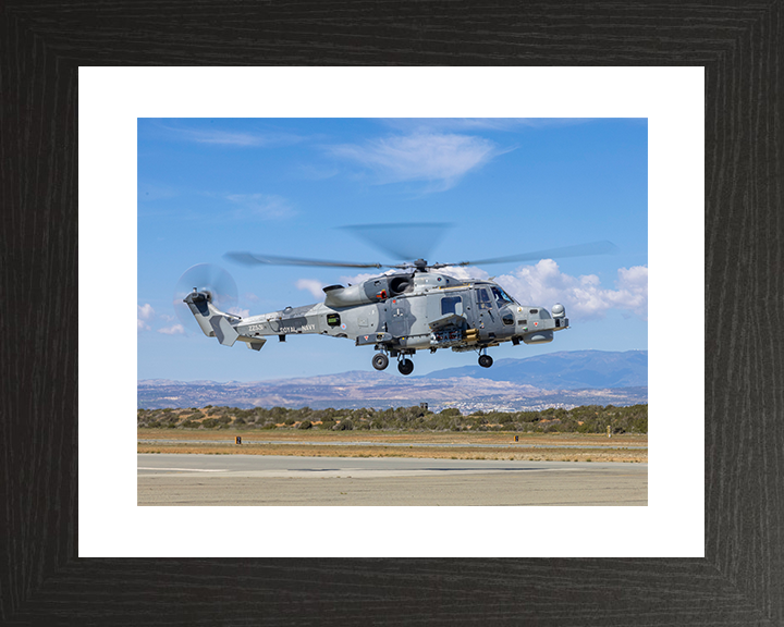 Royal Navy Wildcat helicopter RAF Akrotiri Takeoff Photo Print Wall Art Naval Aircraft Decor Posters, Prints, & Visual Artwork Hampshire Prints 10 x 8 Black Frame Yes