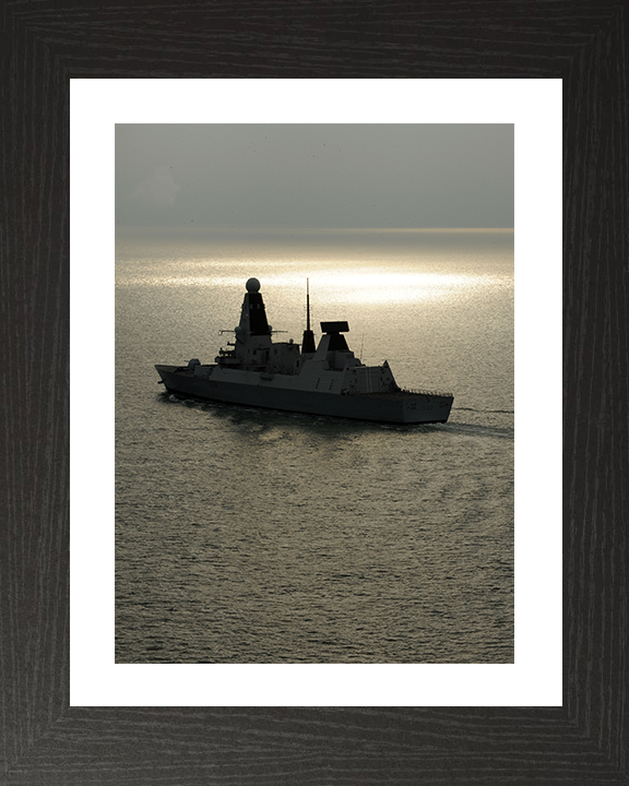 HMS Daring (D32) Photo Print - At Sunset 2010 - Royal Navy Type 45 Destroyer Hampshire Prints 10 x 8 Black Frame Yes