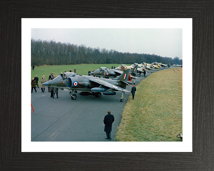 Six Pre-production Hawker Siddeley Harrier GR1s Photo Print - Royal Air Force Aircraft Hampshire Prints 10 x 8 Black Frame Yes