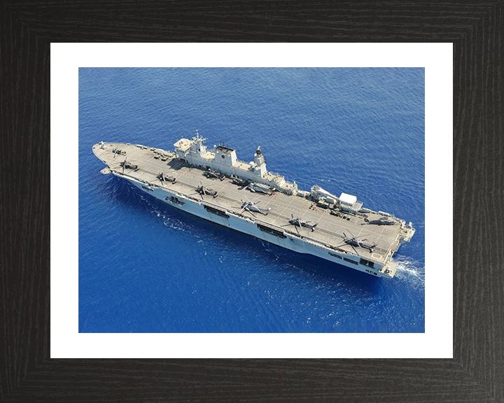 HMS Ocean (L12) Photo Print - Flight Deck View 2011 - Royal Navy Landing Platform Helicopter Hampshire Prints 10 x 8 Black Frame Yes