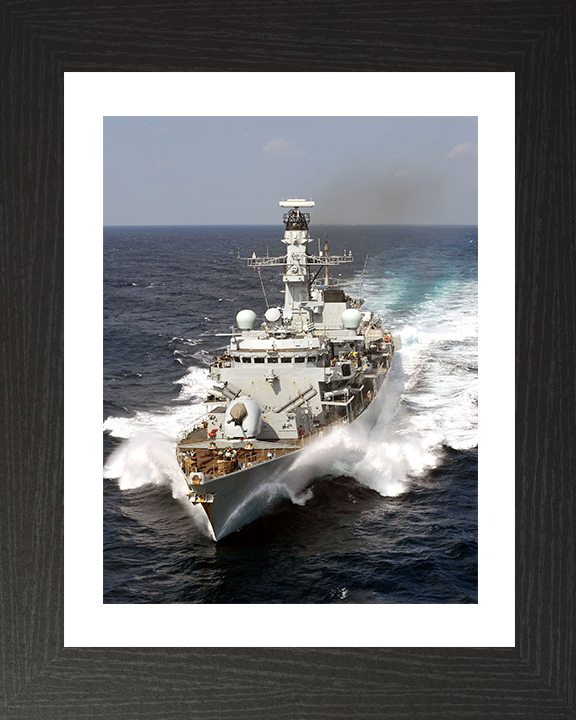 HMS Portland (F79) Photo Print - At Speed 2008 - Royal Navy Type 23 Frigate Hampshire Prints 10 x 8 Black Frame Yes