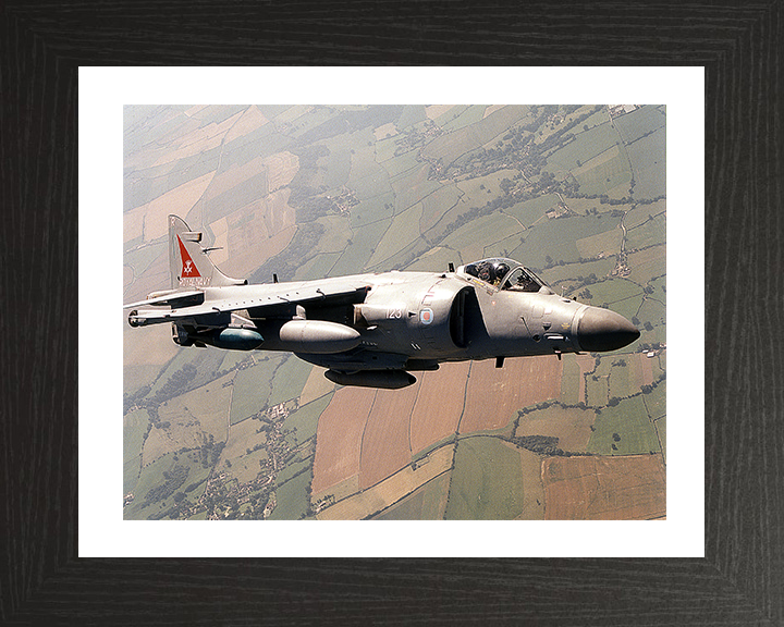 Harrier FA2 Jet Over the English Countryside Photo Print - Royal Navy Aircraft Posters, Prints, & Visual Artwork Hampshire Prints 10 x 8 Black Frame Yes