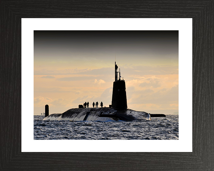 HMS Vanguard (S28) Photo Print - Sunset 2010 - Royal Navy Vanguard Class Submarine Hampshire Prints 10 x 8 Black Frame Yes