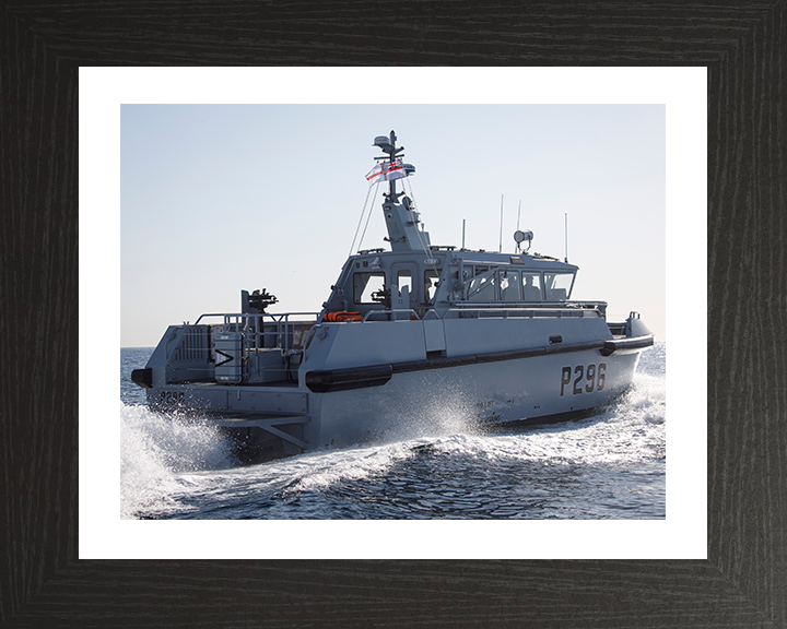 HMS Dagger (P296) Photo Print - At Sea - Royal Navy Cutlass Class Patrol Vessel Hampshire Prints 10 x 8 Black Frame Yes