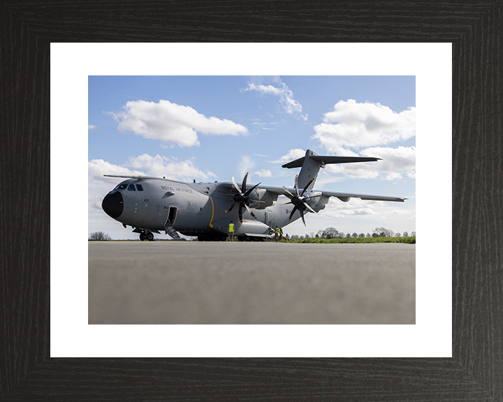 RAF Atlas A400M At RAF Wittering Photo Print Royal Air Force Wall Art Aviation Decor Posters, Prints, & Visual Artwork Hampshire Prints 10 x 8 Black Frame Yes