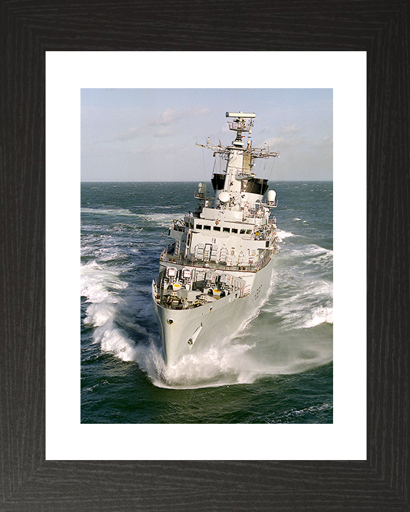 HMS Broadsword (F88) Royal Navy Type 22 Frigate Bow View at Sea Photo Print Wall Art Decor Posters, Prints, & Visual Artwork Hampshire Prints 10 x 8 Black Frame Yes