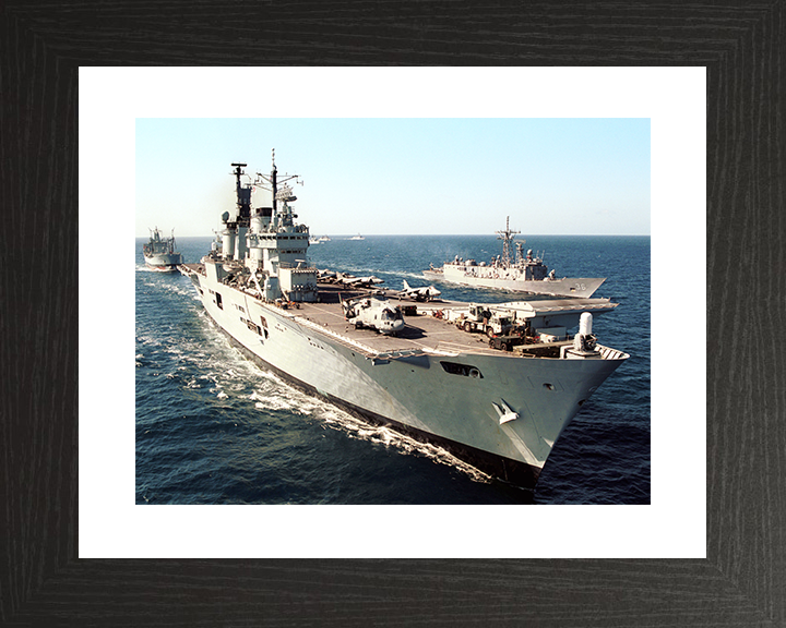 HMS Ark Royal (R07) Royal Navy Invincible Class Aircraft Carrier Starboard Bow View Photo Print Wall Art Decor Posters, Prints, & Visual Artwork Hampshire Prints 10 x 8 Black Frame Yes
