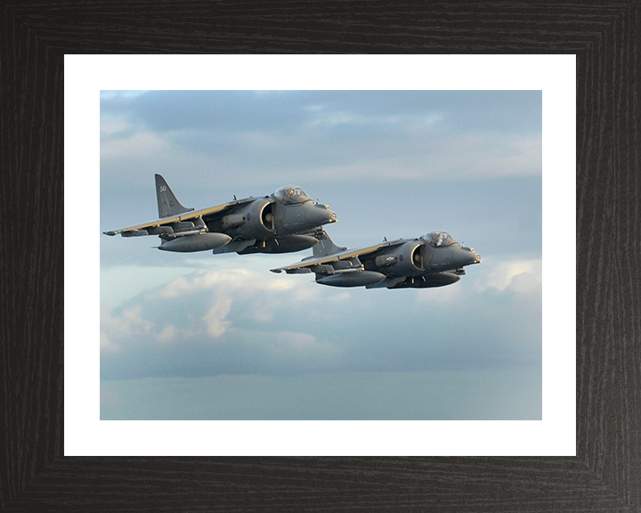 Two Harrier Flyover in formation Photo Print - Royal Navy Aircraft Posters, Prints, & Visual Artwork Hampshire Prints 10 x 8 Black Frame Yes