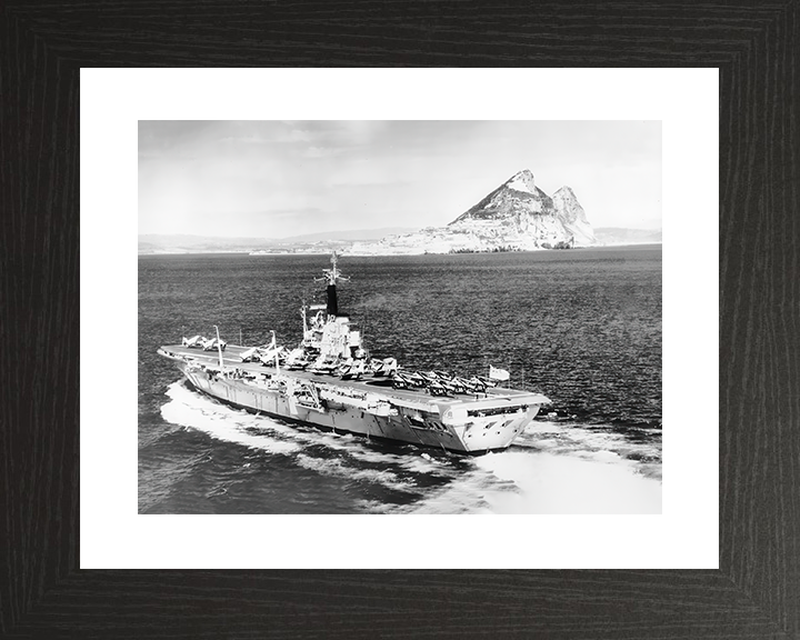 HMS Centaur (R06) Royal Navy Centaur Class Carrier Port Quarter View Photo Print Wall Art Decor Posters, Prints, & Visual Artwork Hampshire Prints 10 x 8 Black Frame Yes