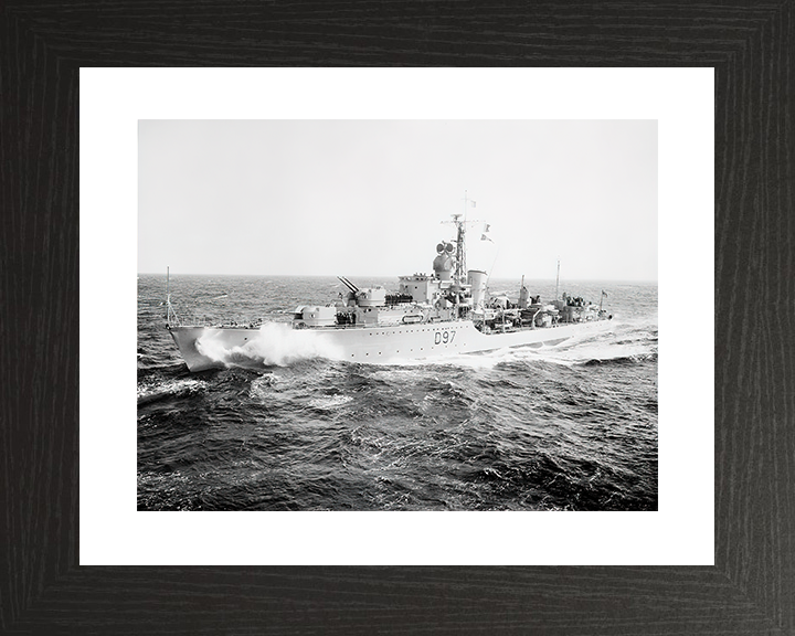 HMS Corunna (D97) Royal Navy Battle Class Destroyer Port Side View Photo Print Wall Art Decor Posters, Prints, & Visual Artwork Hampshire Prints 10 x 8 Black Frame Yes