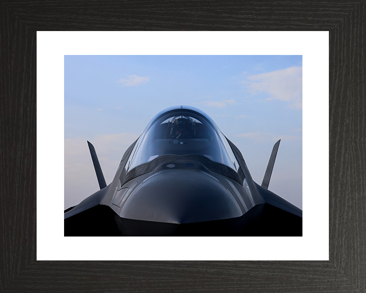RAF F-35B Jet Pilot cockpit Closeup Royal Air Force Aircraft Photo Print Wall Art Aviation Decor UK Posters, Prints, & Visual Artwork Hampshire Prints 10 x 8 Black Frame Yes