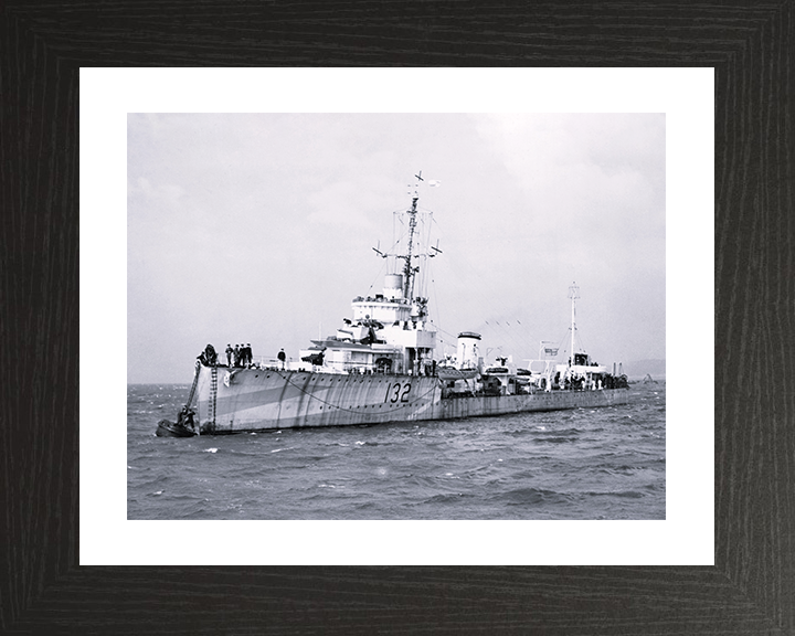 HMS Versatile (I32) Photo Print - At a Buoy 1943 - Royal Navy Admiralty V Class Destroyer Posters, Prints, & Visual Artwork Hampshire Prints 10 x 8 Black Frame Yes
