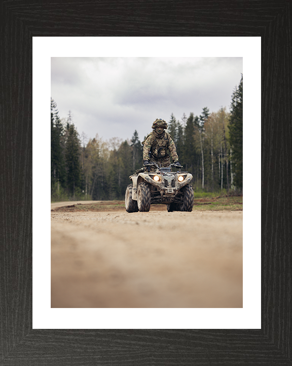 1 Mercian Soldier Riding a Quad bike Photo Print - British Army Hampshire Prints 10 x 8 Black Frame Yes