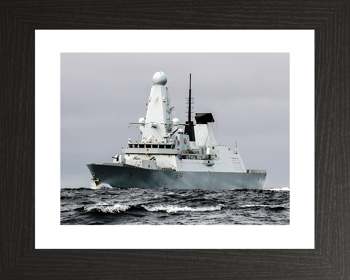 HMS Diamond (D34) Royal Navy Type 45 Destroyer Low Port Bow View Photo Print Wall Art Decor Posters, Prints, & Visual Artwork Hampshire Prints 10 x 8 Black Frame Yes