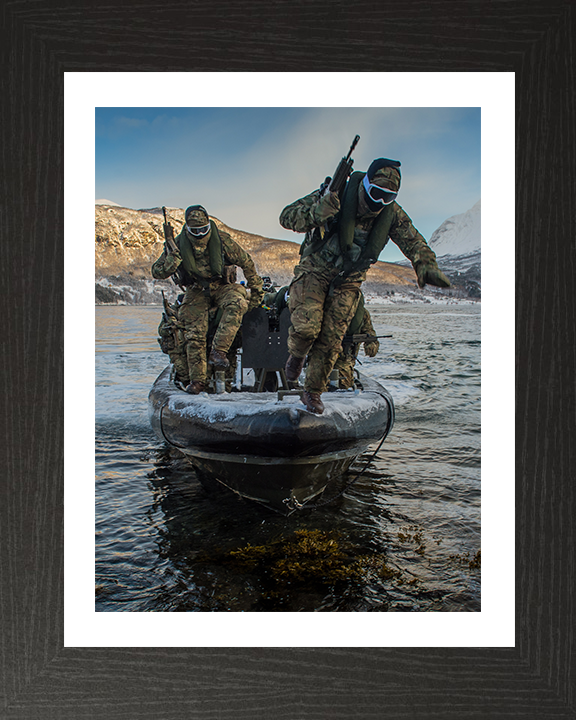 Royal Marines Commandos During a cold weather beach Landing exercise Photo Print Hampshire Prints 10 x 8 Black Frame Yes