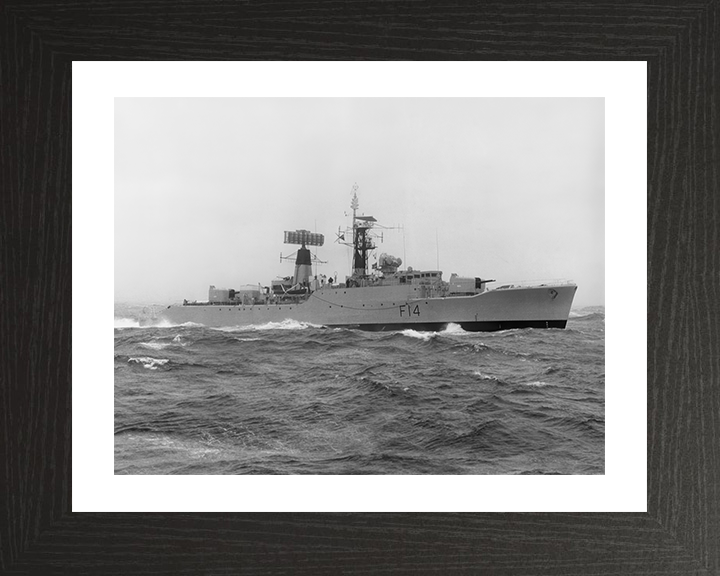 HMS Leopard (F14) Photo Print - At Sea 1973 - Royal Navy Leopard Class Frigate Hampshire Prints 10 x 8 Black Frame Yes