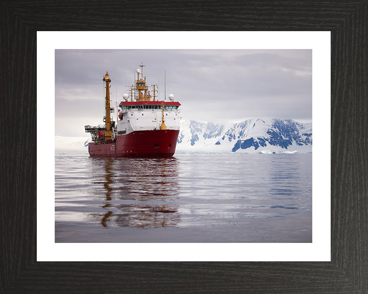 HMS Protector (A173) Photo Print - Starboard Bow - Royal Navy Ice Patrol Vessel Hampshire Prints 10 x 8 Black Frame Yes