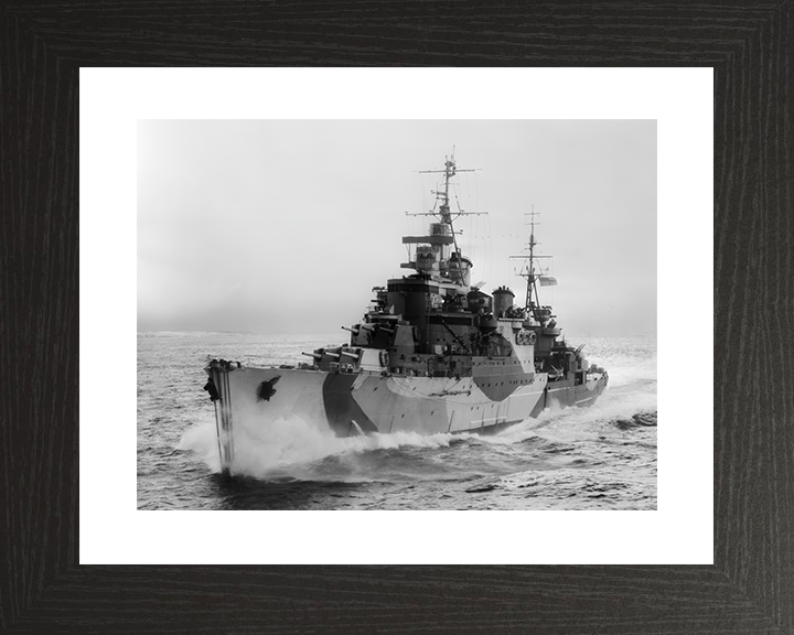 HMS Birmingham (C19) Royal Navy Town Class Light Cruiser Port Bow View Photo Print Wall Art Decor Posters, Prints, & Visual Artwork Hampshire Prints 10 x 8 Black Frame Yes