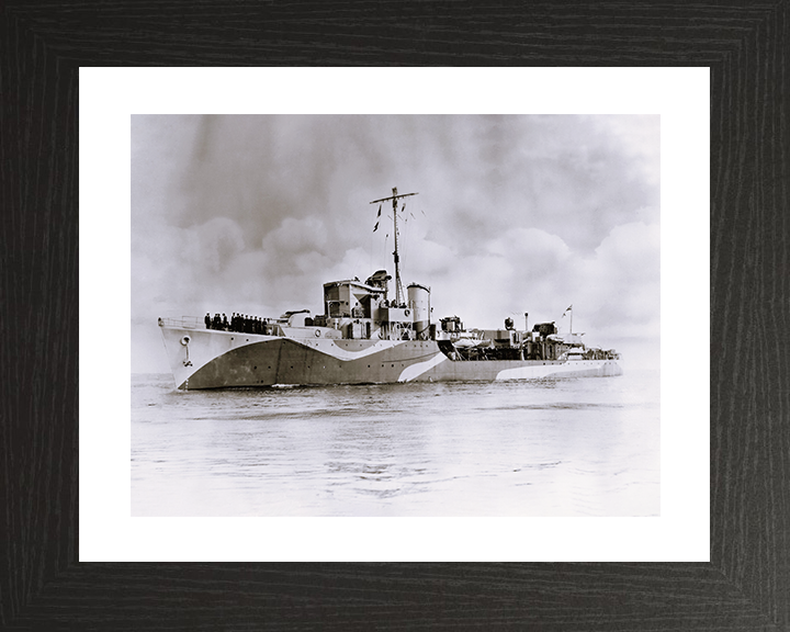 HMS Haydon (L75) - At Sea 1943 - Royal Navy Hunt Class Escort Destroyer Photo Print Wall Art Naval Decor UK Posters, Prints, & Visual Artwork Hampshire Prints 10 x 8 Black Frame Yes