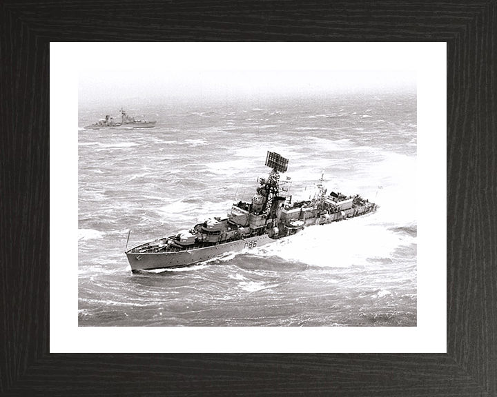 HMS Agincourt (D86) Photo Print - Port Side View 1962 - Royal Navy Battle Class Destroyer Posters, Prints, & Visual Artwork Hampshire Prints 10 x 8 Black Frame Yes