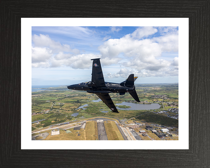 RAF Hawk T2 in flight over the Isle of Man Photo Print - Royal Air Force Aircraft Hampshire Prints 10 x 8 Black Frame Yes
