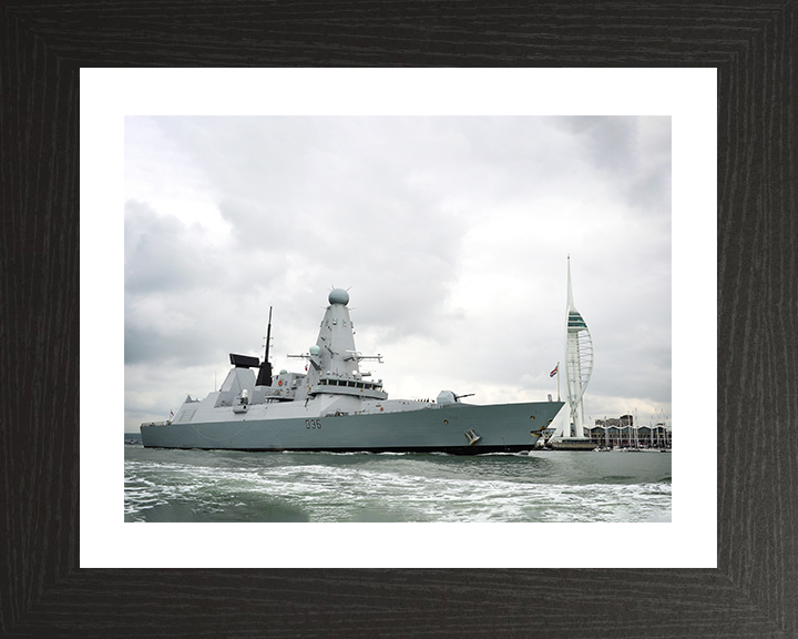 HMS Defender (D36) Royal Navy Type 45 Destroyer Leaving Portsmouth 2014 Photo Print Wall Art Decor Posters, Prints, & Visual Artwork Hampshire Prints 10 x 8 Black Frame Yes