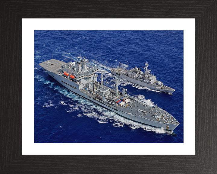 RFA Wave Knight (A389) Photo Print - During a RAS - Royal Fleet Auxiliary Wave Class Tanker Hampshire Prints 10 x 8 Black Frame Yes
