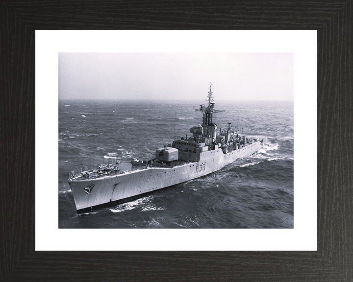 HMS Whitby (F36) Photo Print - At Sea 1966 - Royal Navy Whitby Class Frigate Posters, Prints, & Visual Artwork Hampshire Prints 10 x 8 Black Frame Yes