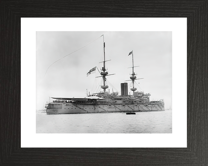 HMS Caesar (1896) Royal Navy Majestic Class Dreadnought Starboard View Photo Print Wall Art Decor Posters, Prints, & Visual Artwork Hampshire Prints 10 x 8 Black Frame Yes