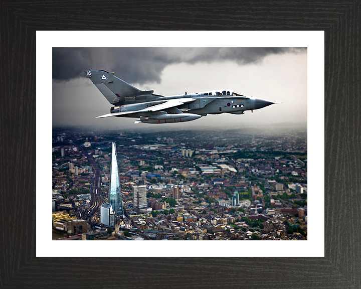 RAF Tornado GR4 Over London Photo Print - Royal Air Force Aircraft Hampshire Prints 10 x 8 Black Frame Yes