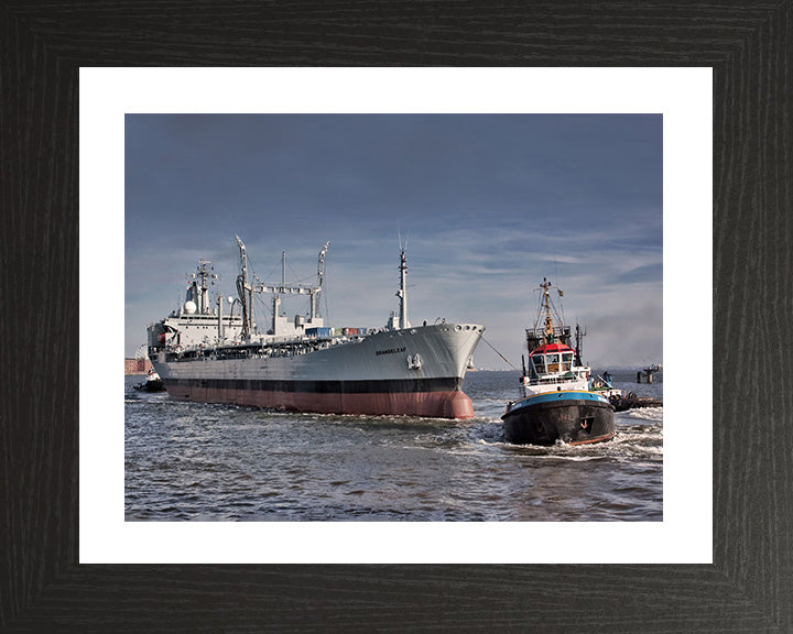 RFA Orangeleaf (A110) Photo Print - With Tug - Royal Fleet Auxiliary Leaf Class Tanker Hampshire Prints 10 x 8 Black Frame Yes