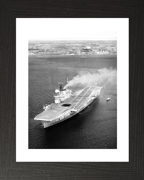 HMS Eagle (R05) Royal Navy Audacious Class Aircraft Carrier High Port Bow View Photo Print Wall Art Decor Posters, Prints, & Visual Artwork Hampshire Prints 10 x 8 Black Frame Yes